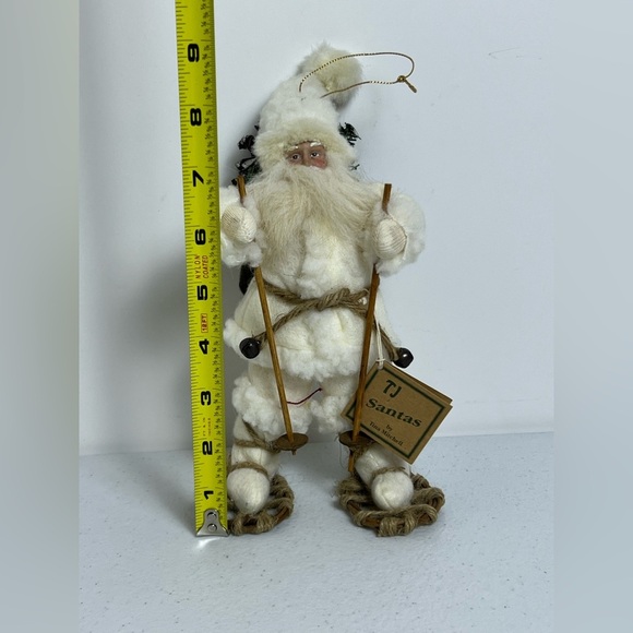 TJ Santas by Tina Mitchell 8" Santa Fuzzy White Rustic Snowshoe Ornament 905376 - Picture 4 of 8